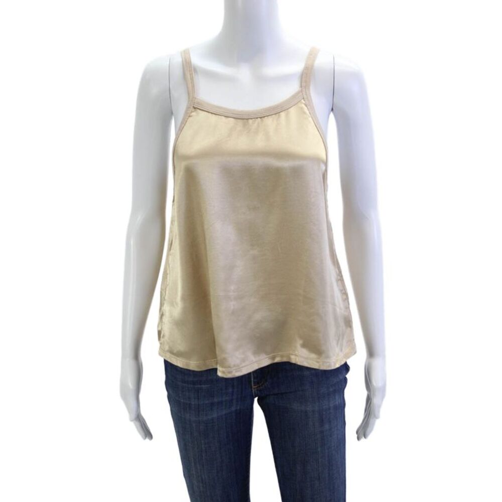 Nation Los Angeles Women Camisole Beige Round Neck Sleeveless Size L